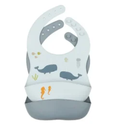 A Little Lovely Company Set Van 2 Siliconen Slabbetjes Ocean