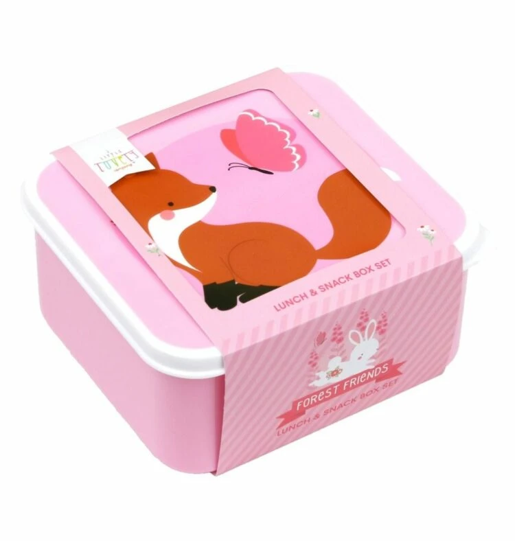 A Little Lovely Company Lunch & Snack Box Set BOSVRIENDJES ROZE 1 A Little Lovely Company Lunch & Snack Box Set BOSVRIENDJES ROZE